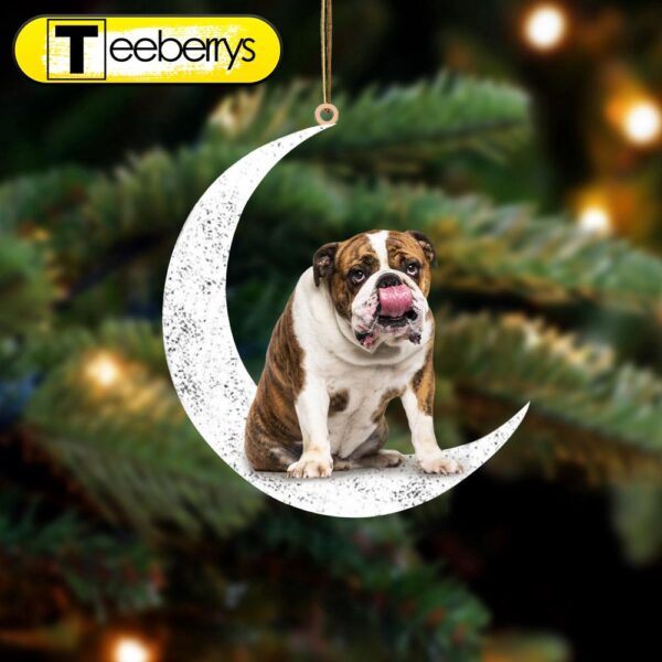 English Bulldog Sit On The Moon Christmas Ornament