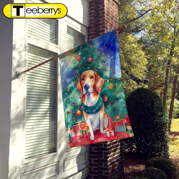 English Foxhound Christmas House Flag