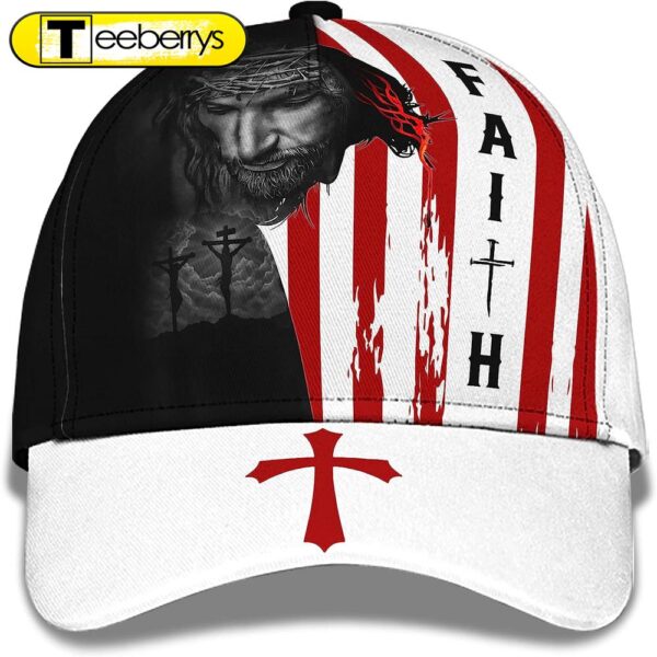 Faith American Flag And God And Cross All Over Print Baseball Cap – Christian Hats