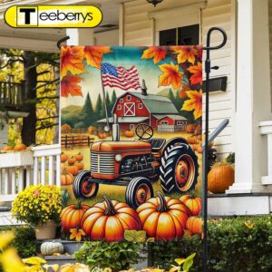 Fall Flag Fall Farm Tractor Pumpkins Flag, Halloween Flag