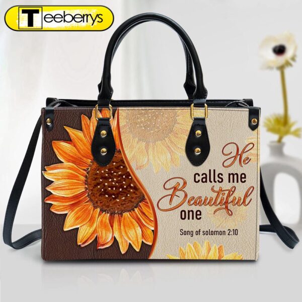 Fancy Sunflower Leather Bag – He Calls Me Beautiful One – Christian Pu Leather Bags For Women