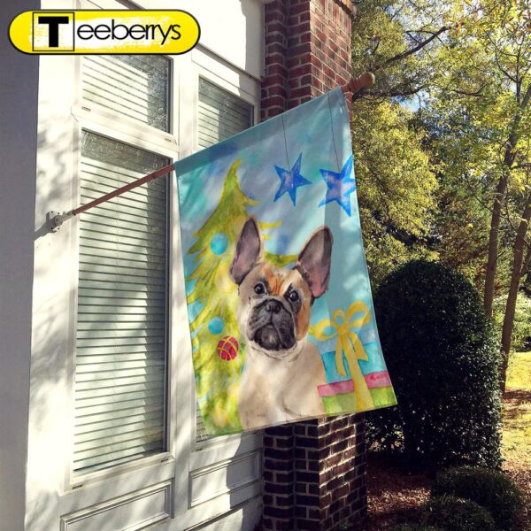 Fawn French Bulldog Christmas House Flag