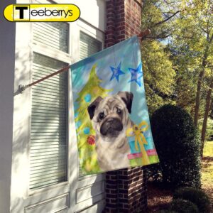 Fawn Pug Christmas House Flag