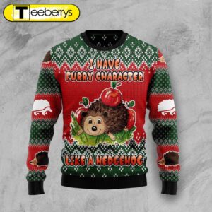 Festive Hedgehog Ugly Christmas Sweater…