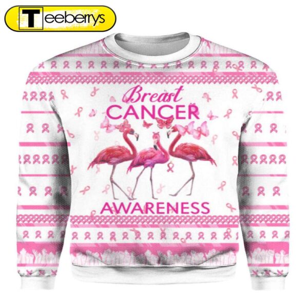 Flamingo Breast Cancer Awareness Ugly Christmas Sweater – Stand Out & Support