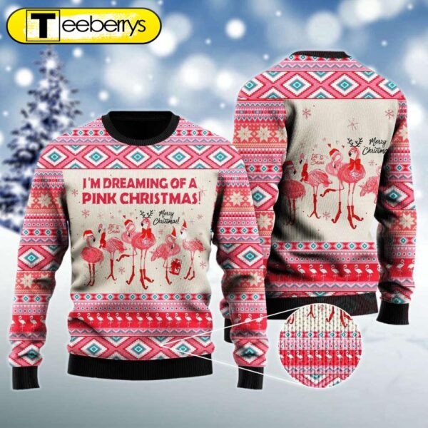 Flamingo Dreaming Pink Christmas Ugly Sweater for Festive Fun