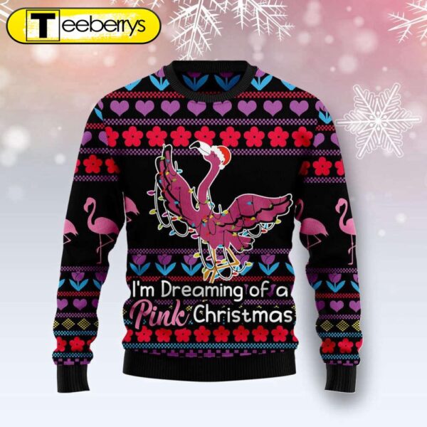 Flamingo Pink Ugly Christmas Sweater Festive and Fun Holiday Apparel