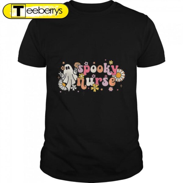 Floral Spooky Nurse Ghost Student Halloween T-Shirt