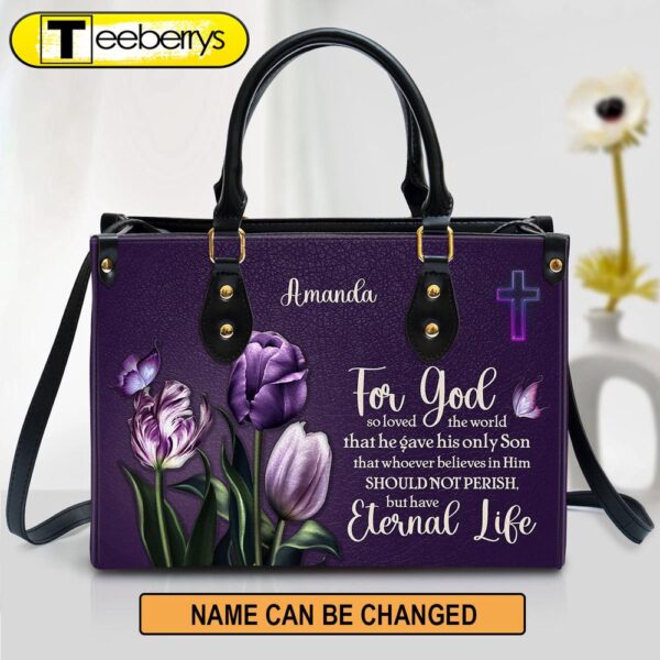 For God So Loved The World Personalized Leather Bag – Gift For Women’s Ministry