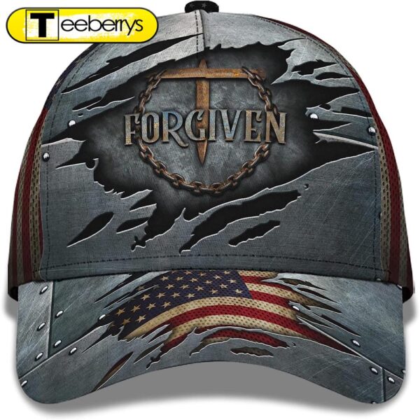 Forgiven Nail Cross With American Flag All Over Print Baseball Cap – Christian Hats