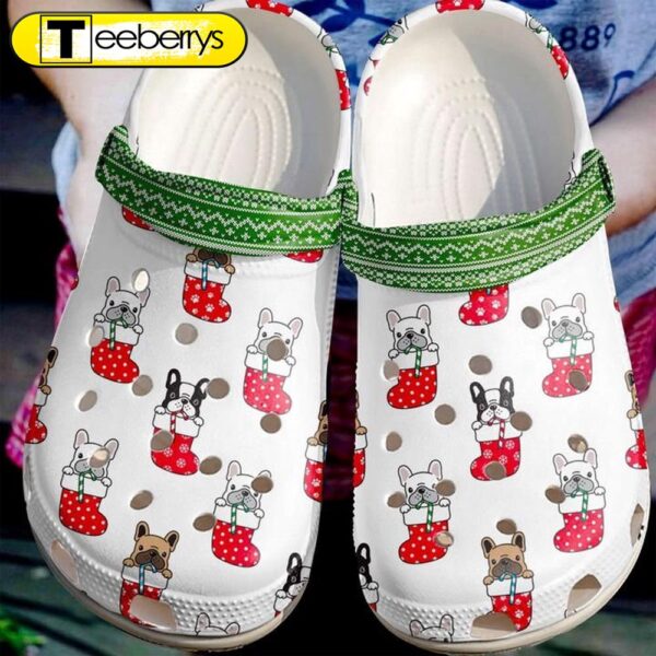 French Bulldog Frenchies In Socks Christmas  Clog Shoes