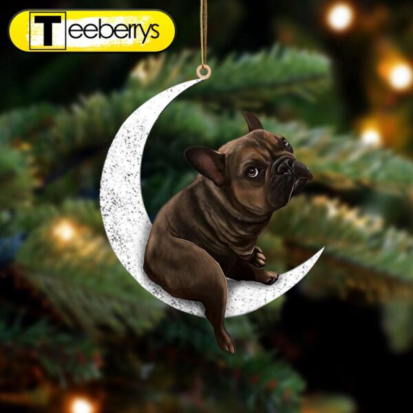 French Bulldog Sit On The Moon Christmas Ornament