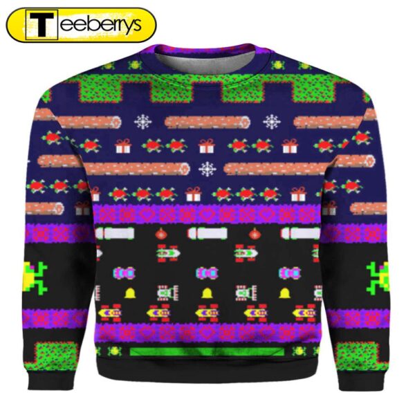 Frogger Ugly Christmas Sweater Festive & Fun Gaming-Inspired Attire