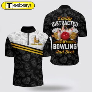 Funny Bowling Shirt Easily Distracted…