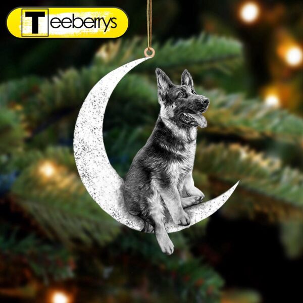 German shepherd Sit On The Moon Christmas Ornament