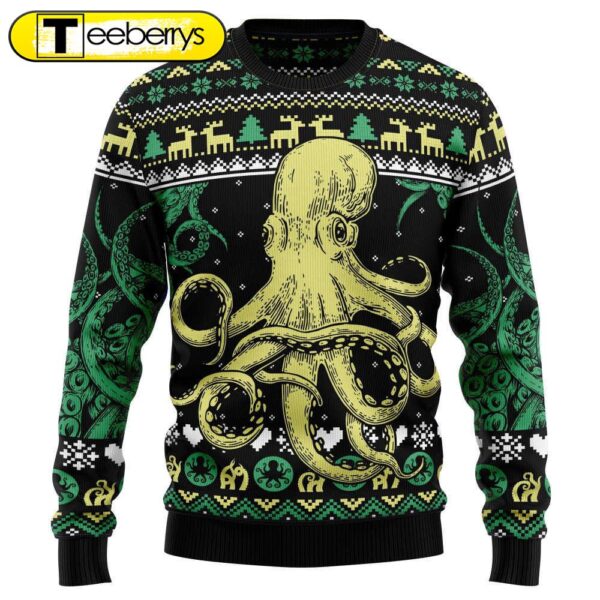 Get Festive with our Octopus Christmas Sweater – Perfect for Holiday Fun