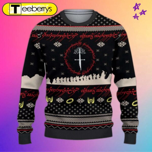 Get Festive with the Gondor Tree Ugly Christmas Sweater – Perfect for Lord of the Rings Fans