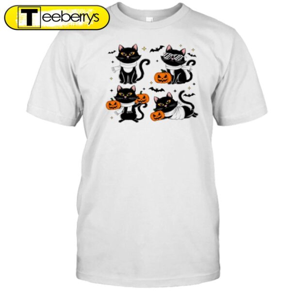 Ghost Black Cat Pumpkin Halloween T-Shirt