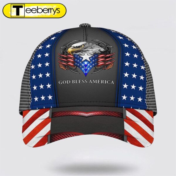 God Bless America Bald Eagle All Over Print Baseball Cap – Christian Hats