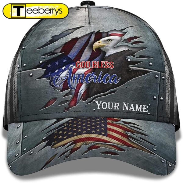 God Bless America Bald Eagle Patriotic All Over Print Baseball Cap – Christian Hats