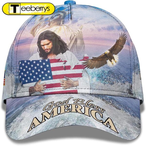 God Bless America Eagle Ball For Independence All Over Print Baseball Cap – Christian Hats