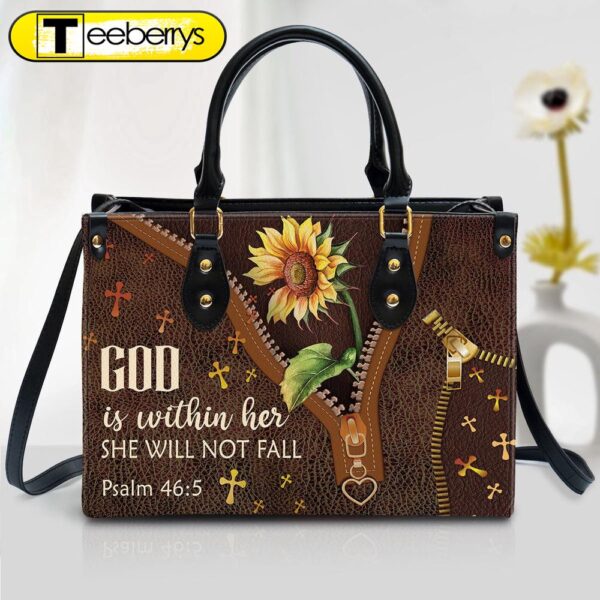 God Is Within Her – Beautiful Sunflower Leather Bag – Christian Pu Leather Bags For Women