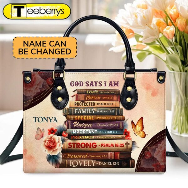 God Says I Am Book Custom Name Leather Handbags For Women