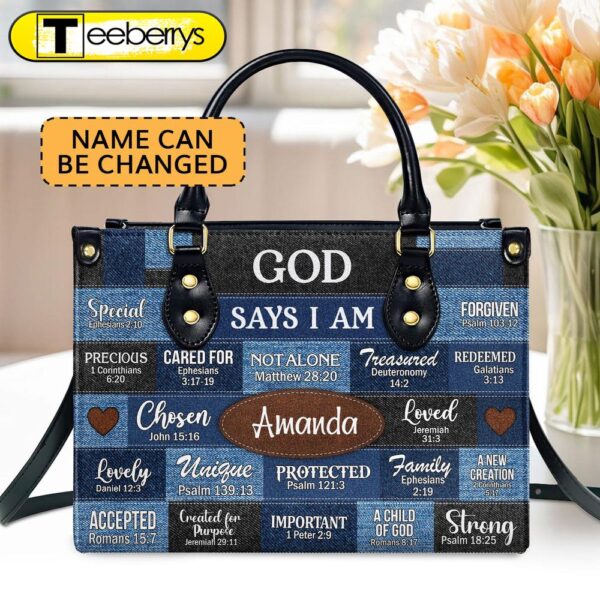 God Says You Are Personalized Leather Handbag With Zipper Gift For Her