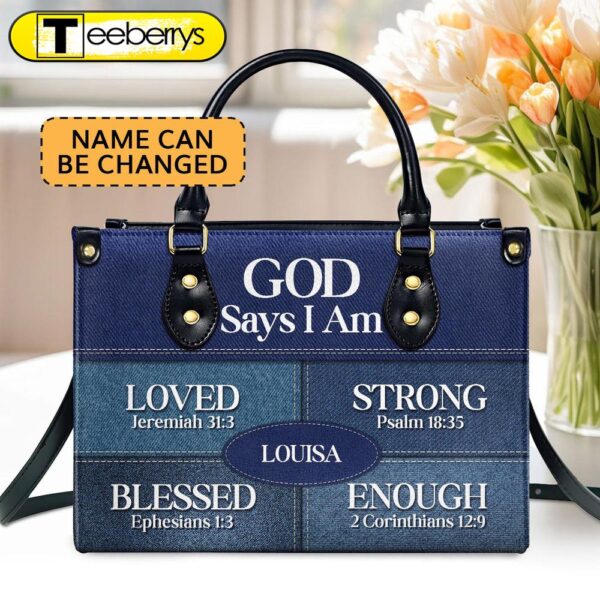 God Says You Are Religious Gift For Worship Friends Personalized Leather Handbag With Zipper