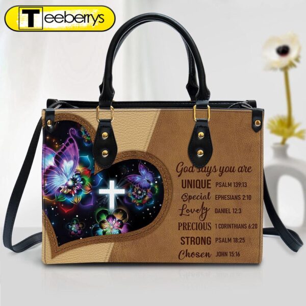 God Says You Are Unique – Beautiful Butterfly Leather Bag – Christian Pu Leather Bags For Women