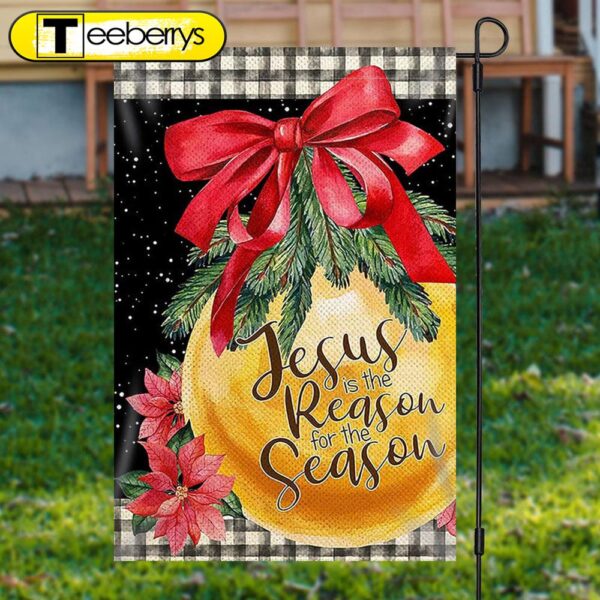 Golden Bauble Red Bowknot Christmas Garden FlagXmas, Garden Flags, Outdoor Xmas Flags