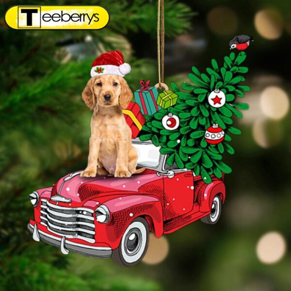 Golden Cocker Spaniel-Pine Truck Hanging Christmas Plastic Hanging Ornament – Funny Ornament