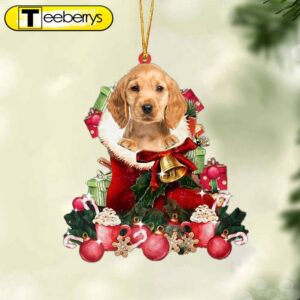 Golden Cocker Spaniel-Red Boot Hanging…