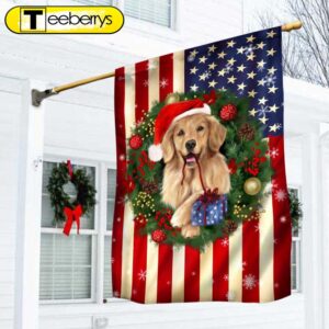 Golden Retriever Christmas American Flag