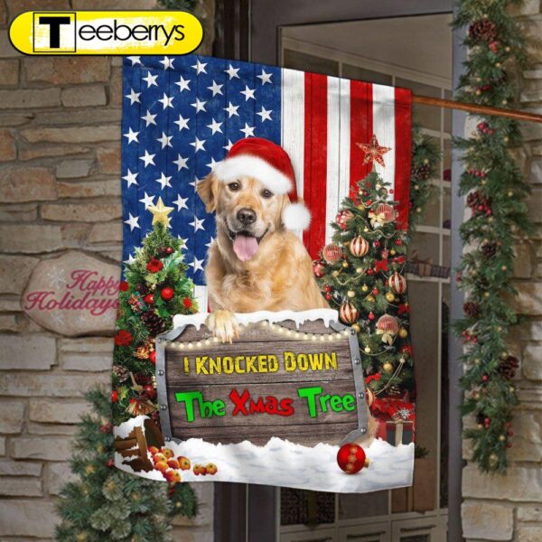 Golden Retriever Flag I Knocked Down The Xmas Tree