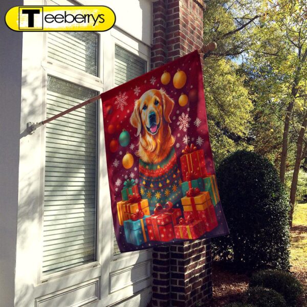 Golden Retriever Holiday Christmas House Flag