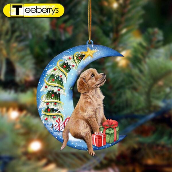 Golden Retriever Sit On The Blue Moon-Two Sided Christmas Plastic Hanging Ornament