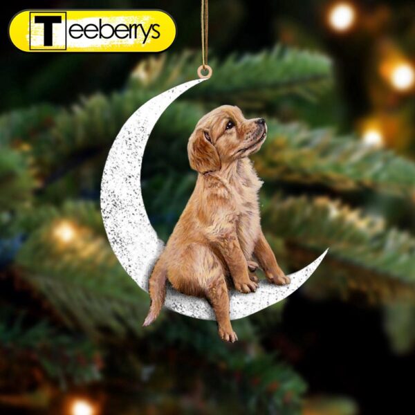 Golden Retriever Sit On The Moon Christmas Ornament