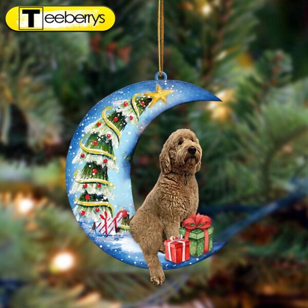 Goldendoodle Sit On The Blue Moon-Two Sided Christmas Plastic Hanging Ornament