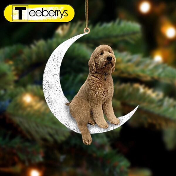 Goldendoodle Sit On The Moon Christmas Ornament