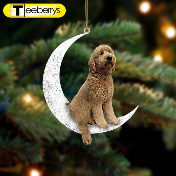 Goldendoodle-Sit On The Moon-Two Sided Christmas Plastic Hanging Ornament