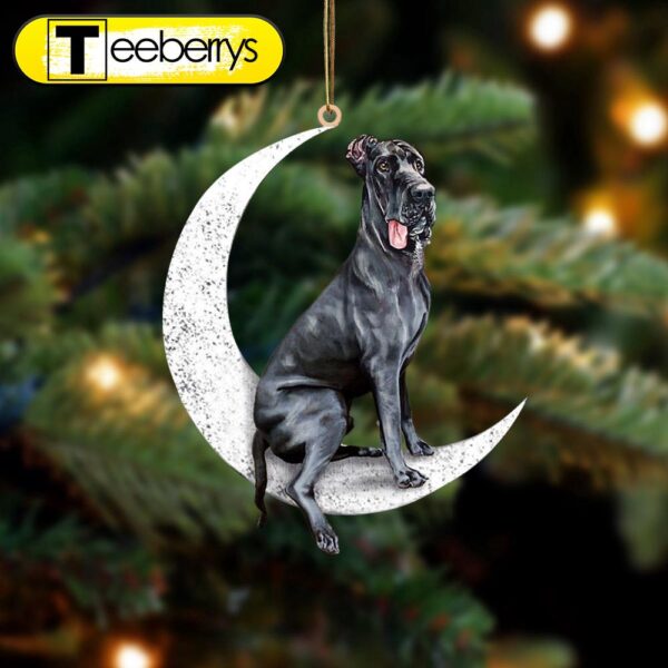 Great dane Sit On The Moon Christmas Ornament