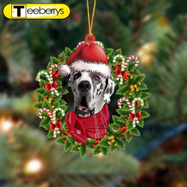 Great Dane Xmas Bandana Hanging Christmas Plastic Hanging Ornament