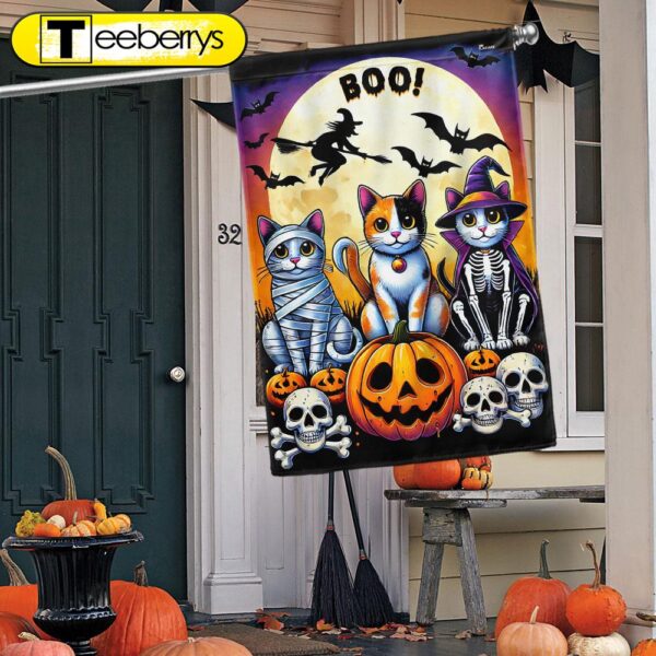 Halloween Black Cat Boo Spooky Pumpkin Flag, Halloween Flag