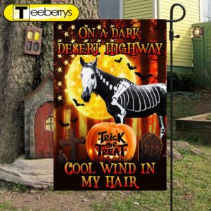 Halloween Horse Flag On A Dark Desert Highway Cool Wind In My Hair Flag, Halloween Flag