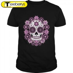 Halloween T-Shirt Flower Sugar Skull…