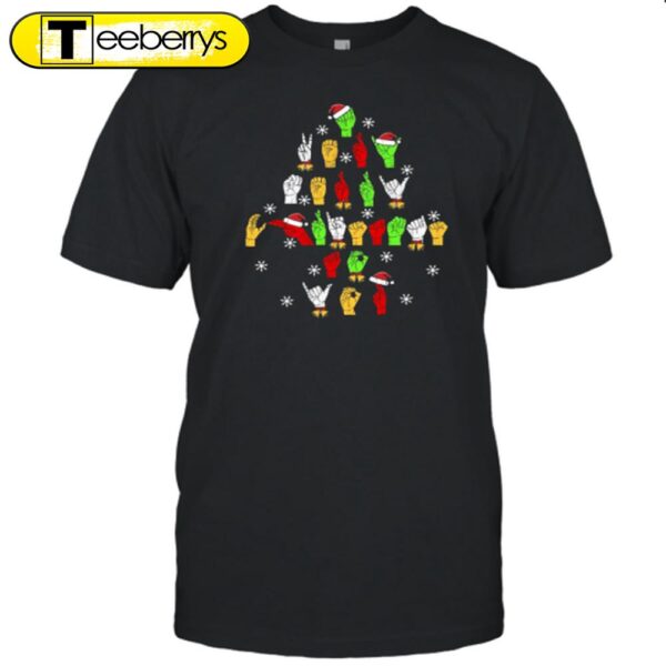 Hand Gesture Christmas Tree Teacher Shirt