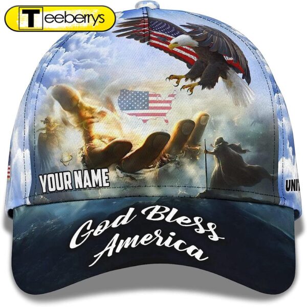 Hand Of Jesus God Bless America Eagle All Over Print Baseball Cap – Christian Hats