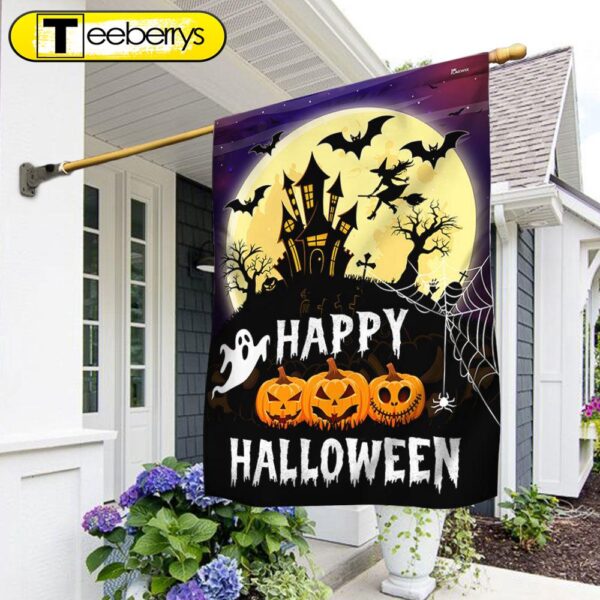 Happy Halloween Spooky Haunted House Flag, Halloween Flag