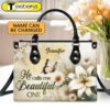 He Calls Me Beautiful One Custom Name Leather Handbags For Women